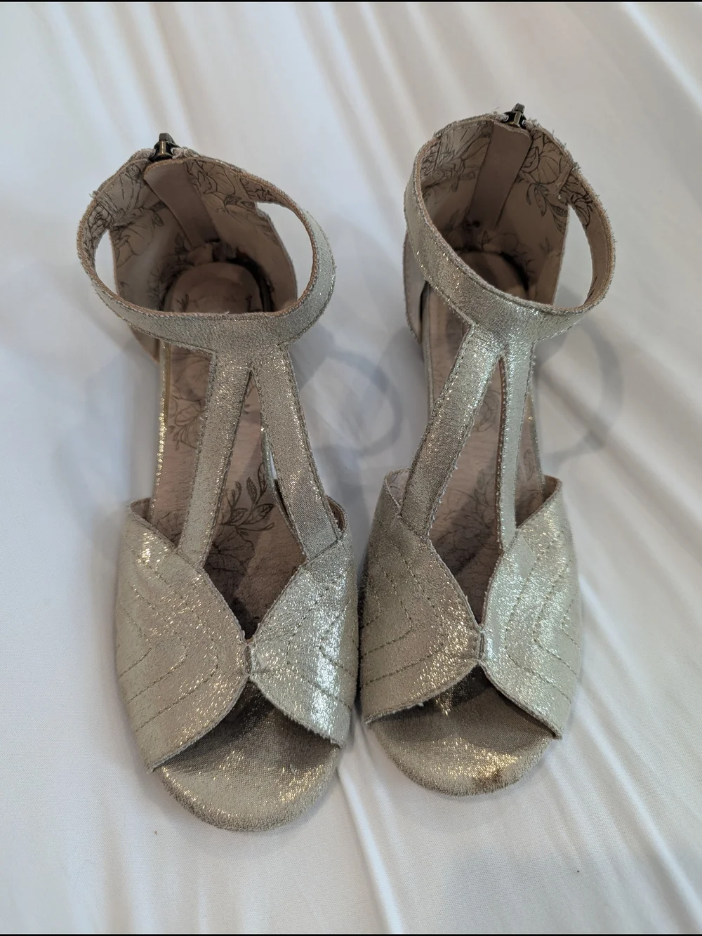 Joyfolie Sparkle T-Strap Dress Sandals - Silver